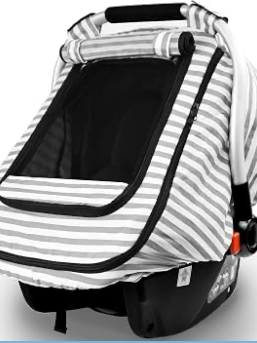 Striped Gray Baby Car Seat Canopy - Kids Accessories